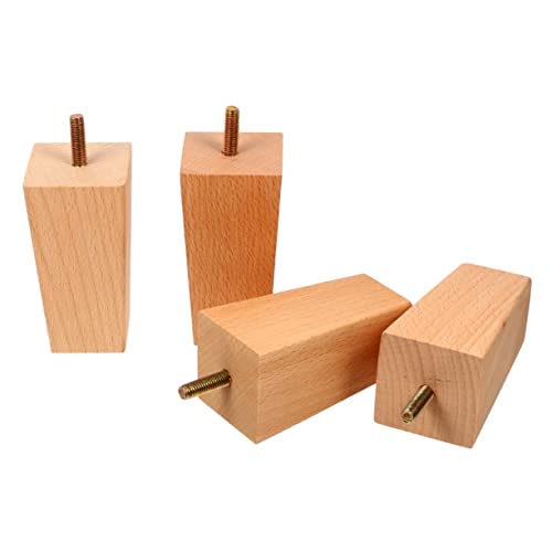 DIYEAH 4 Stück Stuhlfüße Aus Holz Quadratischer Couchtisch Essen Stuhl Bordbodenschützer Steigleitung Beine Kaffeetisch Sofa Bein Ersatzmöbelbein Aus Holz Schrankbein Beige Hölzern von DIYEAH