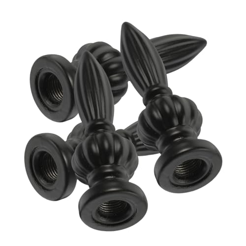 DIYEAH 4 Stück Teiliges Schwarze Lampenknöpfe Retro Stil Schraubkappen Lampendekoration Passend für Schreibtisch Stehlampen Einfache Montage Vintage Lampenverzierung von DIYEAH