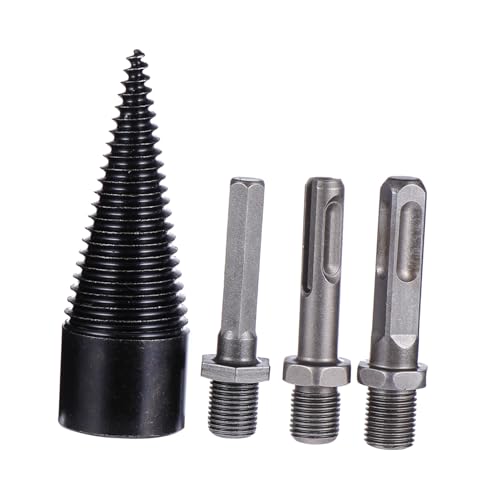DIYEAH 4 Stück Teiliges Set Kegelbohrer Holzspalter Robuster Holzbohrer für Bohrmaschinen zum Spalten von Hartholz und mit Rutschfester Griffgestaltung und Hoher Haltbarkeit von DIYEAH