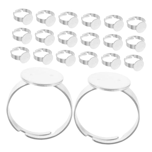 DIYEAH 40 Stück Teiliges Edelstahl Ringrohlinge Runde Cabochon Lünette Tabletts Verstellbare Fingerringe Basis für DIY Schmuckherstellung Unfertige Ringe Zubehör von DIYEAH
