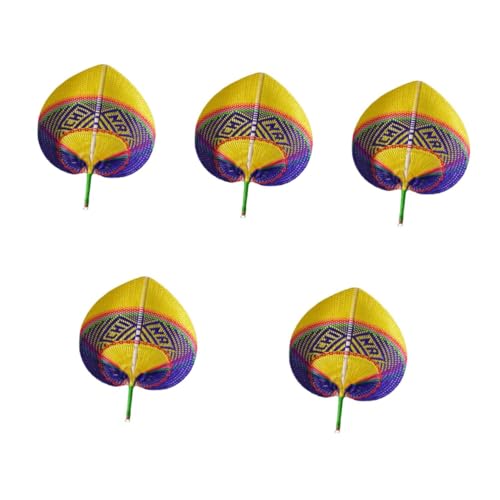 DIYEAH 5 Stück Handgewebter Bambusfächer Leichter Tragbarer Handlicher Sommerlüfter zur Kühlung Beidseitig Nutzbar Handgefertigt Geeignet für Schlafzimmer Büro und Partydekoration von DIYEAH