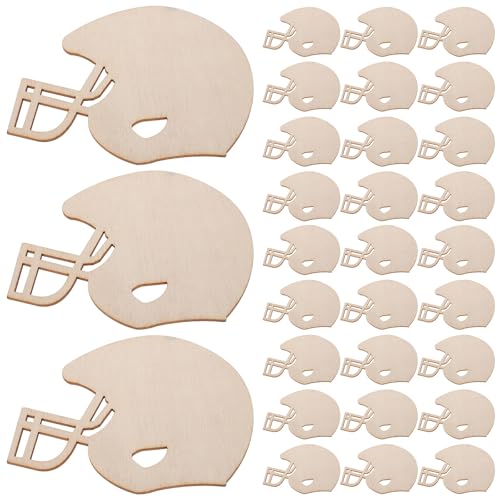 DIYEAH 50 Stück Footballhelm-Ausschnitte, DIY, unbehandelte Holzscheiben, leere Holzspäne, Stücke mit Seil zum Bemalen, Basteln, Partyzubehör zum Thema Fußball DIYEAH 50 Stück Footballhelm-Ausschnitte, DIY, unbehandelte Holzscheiben, leere Holzspäne, Stücke mit Seil zum Bemalen, Basteln, Partyzubehör zum Thema Fußball von DIYEAH