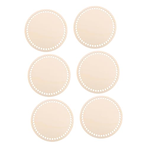 DIYEAH 6 Stück Einen Runden Korbboden Machen Gehäkelter Korbboden Runder Flechtkorb Webbasis Webkorbbasis Bastelbasis Korbboden Weben Strickbasis Runder Korbboden Korb Unten Beige Holz von DIYEAH