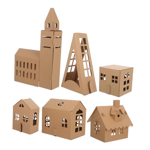 DIYEAH 6 Stück Teiliges Kartonhaus für DIY Miniatur-papphaus Bastelset Tragbares Stabiles Spielhaus zum Bemalen und Bauen Inspirierendes Bastelset für Kindergarten und Zuhause DIYEAH 6 Stück Teiliges Kartonhaus für DIY Miniatur-papphaus Bastelset Tragbares Stabiles Spielhaus zum Bemalen und Bauen Inspirierendes Bastelset für Kindergarten und Zuhause von DIYEAH