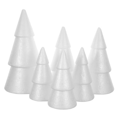 DIYEAH 6 Stück Teiliges Weiße Schaumstoff Weihnachtsbaum Formen Leichte Polystyrol für DIY Bastelprojekte Langlebig Formstabil Vielseitig für Weihnachtsdeko in Zuhause Büro Schule von DIYEAH