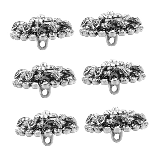 DIYEAH 6 Stück Vintage Metallknöpfe mit Strass Blütenform Blumen Dekoknöpfe zum Aufnähen für DIY Schmuck Hochzeitsdeko Brautstrauß und Kleidung von DIYEAH