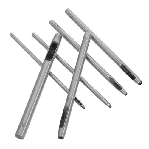 DIYEAH 6 Stück leder locher Gürtellochmacher Locher aus Metall Stanzwerkzeug Hohllochs Hole Punch Tool Gürtellocher für Leder Stahlhöhle Lederstempel Lederstanze Industriestahl Silber von DIYEAH