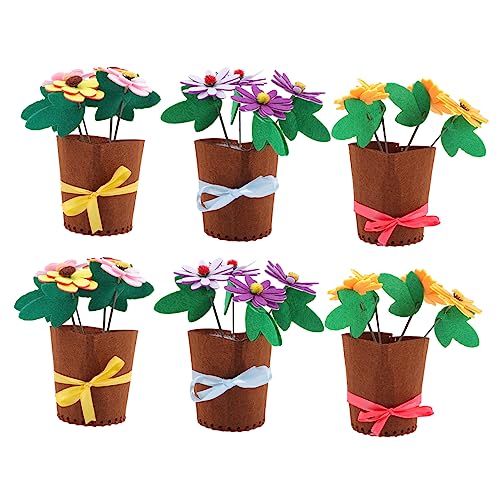 DIYEAH Selbstgemacht Blumentopf Satz für Kinder – 6 Stücke Vlies Bastelmaterial für Kreative Projekte für Vorschule und Kindergarten Bastelset für Blumen und Dekoration von DIYEAH