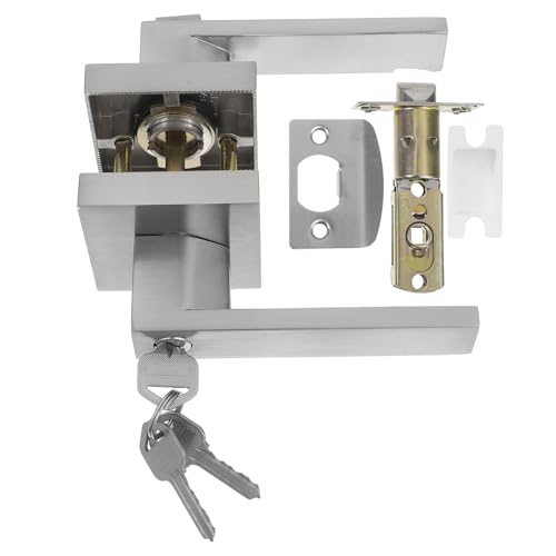 DIYEAH Außentürgriff: Türgriffschloss aus Aluminiumlegierung mit Schlüssel – quadratisches Schlafzimmer-Knopfschloss für den Durchgang im Badezimmer der Wohnung und zur Verwendung in der von DIYEAH