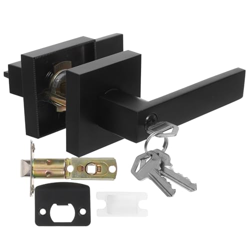 DIYEAH Außentürgriff: Türgriffschloss aus Aluminiumlegierung mit Schlüssel – quadratisches Schlafzimmer-Knopfschloss für den Durchgang im Badezimmer der Wohnung und zur Verwendung in der von DIYEAH