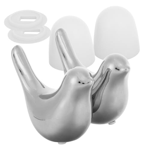 DIYEAH Dekorative Toilettenschraubenabdeckung Vogel design Silber Robuste Wc bolzenabdeckung Einfache Montage Kreative Bad dekoration für Zuhause Büro und Geschäftsumgebung von DIYEAH