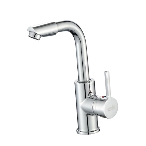 DIYEAH Drehbare Waschtischarmatur aus Zinklegierung mit Einhebelmischer Langlebiger Keramikkartusche Wasserfall auslauf Geeignet für Bad Küchenwaschbecken von DIYEAH