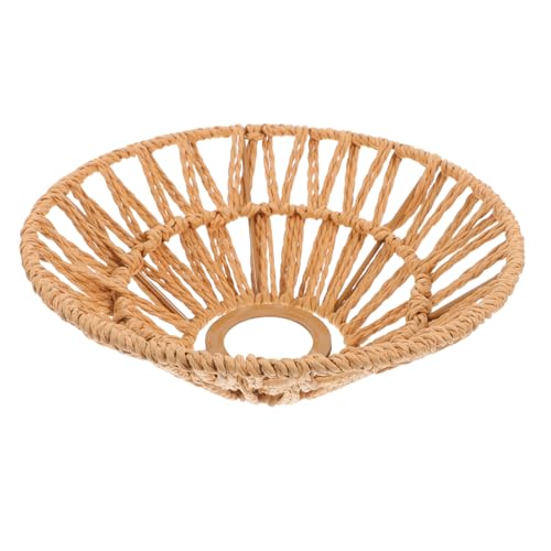 DIYEAH Eisen Lampenschirm mit Woven Rope Handgewebter Rustikaler Pendelleuchten Lampenschirm im Einzigartigen Regenschirm Design Standardfassung für Wohnzimmer Esszimmer Schlafzimmer von DIYEAH