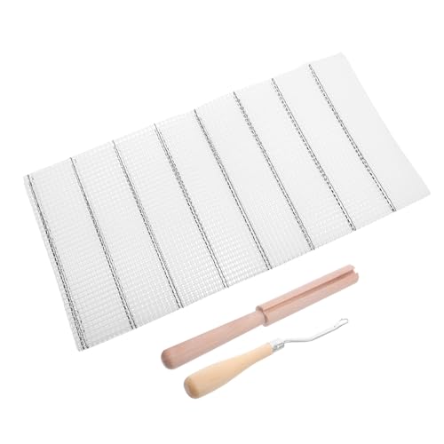 DIYEAH Haken Tufting-Tuch Für Teppiche Teppichgarn-Werkzeug Teppichnetz Für Teppichherstellung Kunststoff-mesh-leinwand Gehäkelter Teppich Garnschneider-stabwerkzeug Teppichzubehör Metall von DIYEAH