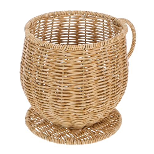 DIYEAH Imitations Rattan Aufbewahrungskorb Handgewebter Kaffeekapselhalter Multifunktionaler Obst und Eierkorb Stabiler Organizer für Küchenarbeitsplatte Langlebiges Barzubehör von DIYEAH
