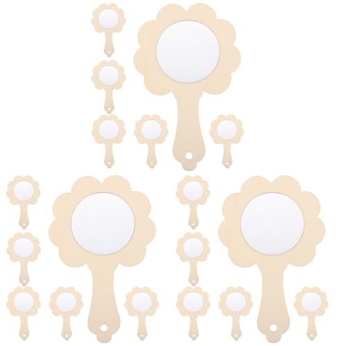 DIYEAH DIY Holzspiegel Set FüR Kinder 18 StüCk Unvollendete Mini Handspiegel Mit Holzgriff FüR Bastelprojekte, Malen Und Dekoration von DIYEAH