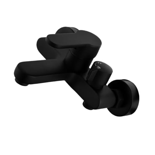 DIYEAH Kupfer Badewannenarmatur Einbau Mischbatterie mit Seitenhebel Schwarz Wand design Heiß kalt Wasserhahn für Haushalt und Hotel Ergonomischer Griff Abs Belüfter Langlebig und Modern von DIYEAH