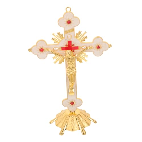DIYEAH Metal Jesus Kreuz Statue Gold mit Weißen Kristallen Religiöse Tischdekoration für Home Office Stilvolle Christliche Wohnaccessoires Langlebige Metallfigur für Bücherregal und DIYEAH Metal Jesus Kreuz Statue Gold mit Weißen Kristallen Religiöse Tischdekoration für Home Office Stilvolle Christliche Wohnaccessoires Langlebige Metallfigur für Bücherregal und von DIYEAH