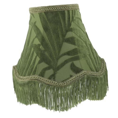 DIYEAH Moderner Lampenschirm aus Stabilem und Grün mit Quasten Kegelförmig Vintage Stil Langlebig und Staubschützend für Tischlampe Wohnzimmer Schlafzimmer Küche Geeignet von DIYEAH