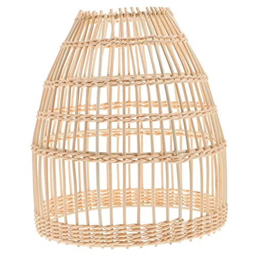 DIYEAH Rattan Lampenschirm Hängelampe Geflochtene Deckenleuchte für Wohnzimmer Esszimmer und Balkon Natürliche Staubschutz Einfache Anwendung von DIYEAH