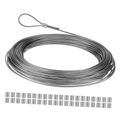 DIYEAH Stahlseil mit Aluminiumhülsen Rostfrei Starkes Drahtseil für Wäscheleine Balkon Garten Diy Projekte Einfache Montage Gleichmäßige Flechtung Langlebig von DIYEAH