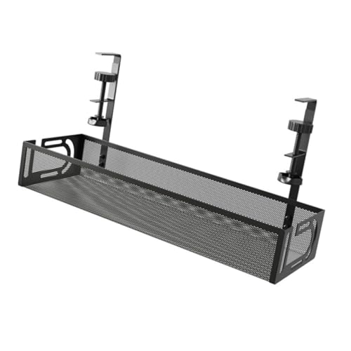 DIYEAH Untertischregal Unter Dem Schreibtischkorb Kabelwanne Unter Dem Schreibtisch Metalldraht-Organizer Kabelmanagement-Rack Für Den Schreibtisch Eisen Black von DIYEAH
