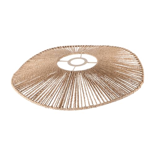DIYEAH Vintage Lampenschirm aus Papier und Rattan Handgewebter Natürlicher Lampenschirm für Deckenleuchte Rustikale Deckenlampe Geeignet für Esszimmer Wohnzimmer Warmes Licht von DIYEAH