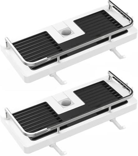DIYGEEK Duschablage zum Hängen Weiß, Duschregal ohne Bohren, Badezimmer Dusche Rack Verstellbar Höhe, Für Duschstange mit Durchmesser von 18mm - 25mm, 2 Stück von DIYGEEK