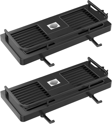 DIYGEEK Duschregal ohne Bohren Schwarz, Duschablage zum Hängen, Badezimmer Dusche Rack Verstellbar Höhe, Für Duschstange mit Durchmesser von 18mm - 25mm, 2 Stück von DIYGEEK