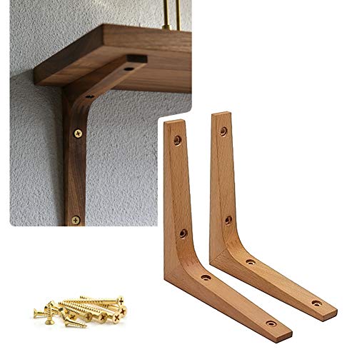 DIYH Holzkonsole Massivholz Regalwinkel 2 Stück - Winkelträger Konsole, Regalhalter Unterstützung, VintageRegal Regalkonsole, Regalsystem, Log Wandkonsole Mit Schrauben von DIYH