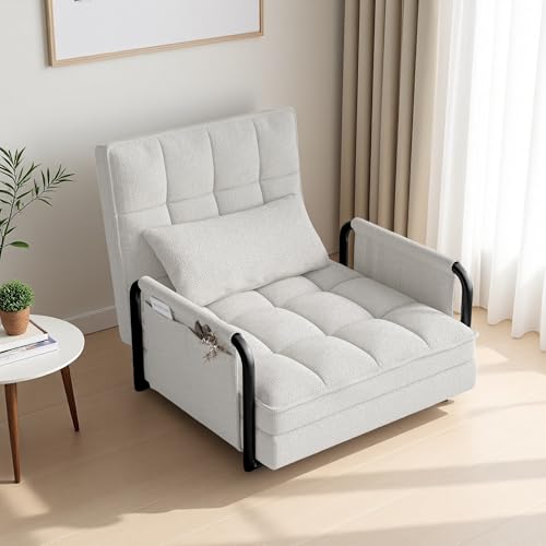 DIYHOM Klappbares Bodenstuhl, 2 in 1 Sofabett mit Verstellbarer Rückenlehne und Kissen, Lazy Sofa Lesesessel für Wohnzimmer Schlafzimmer,Beige DIYHOM Klappbares Bodenstuhl, 2 in 1 Sofabett mit Verstellbarer Rückenlehne und Kissen, Lazy Sofa Lesesessel für Wohnzimmer Schlafzimmer,Beige von DIYHOM