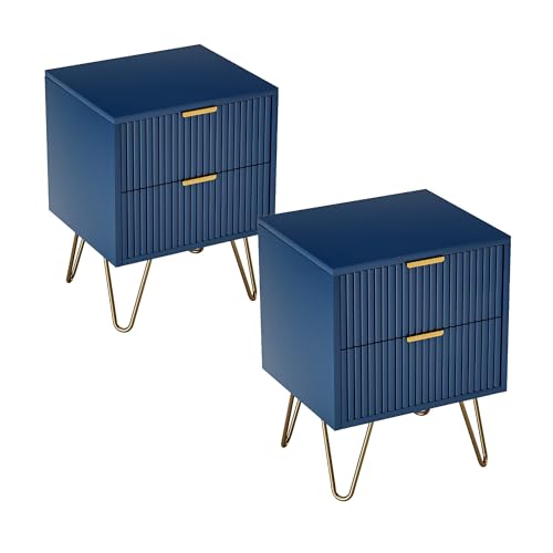 DIYHOM Nachttisch 2er Set, 40 x 36 x 50 cm Nachtschrank 2er Set mit 2 Schubladen, Beistelltisch Kommode Sideboard, Nachtkästchen für Schlafzimmer Wohnzimmer, Blau DIYHOM Nachttisch 2er Set, 40 x 36 x 50 cm Nachtschrank 2er Set mit 2 Schubladen, Beistelltisch Kommode Sideboard, Nachtkästchen für Schlafzimmer Wohnzimmer, Blau von DIYHOM