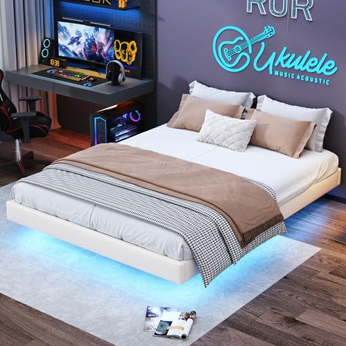 DIYHOM Polsterbett 160x200 cm mit LED-Beleuchtung, Schwebendes Betten Hydraulisches Stauraumbett ohne Kopfteil, mit Lattenrost, ohne Matratze, PU, Beige DIYHOM Polsterbett 160x200 cm mit LED-Beleuchtung, Schwebendes Betten Hydraulisches Stauraumbett ohne Kopfteil, mit Lattenrost, ohne Matratze, PU, Beige von DIYHOM