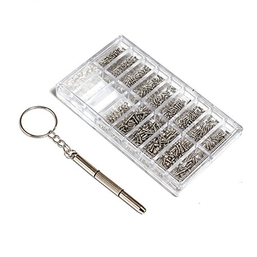 DIYI Set mit 1000 winzigen Reparaturschrauben Muttern Sortiment Werkzeug für Brille/Handy/Uhren/Brillen von DIYI