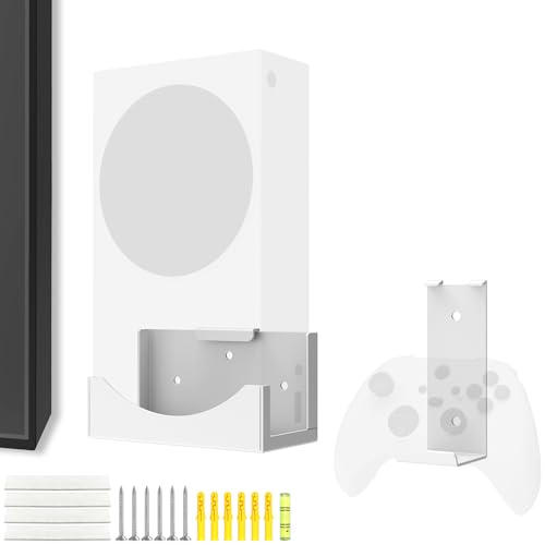 Wandhalterung kompatibel mit Xbox Serie S, Wandregalhalterungs-Set für XSS-System, Konsole und Zubehör an der Wand in der Nähe oder hinter dem Fernseher links/rechts, Wandhalterungs-Set für Xbox Serie von DIYIIRON
