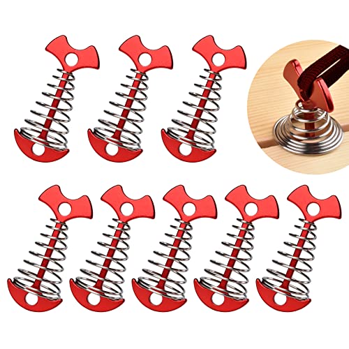 DIYJEP Zelt Stakes Pegs,8 Stücke Fishbone Deck Tent Stakes,Zelt Pegs Aluminiumlegierung Fischgräte Deck Anker,Zeltheringe mit Federschnalle,Board Seilspanner Anchor für Camping Outdoor Wandern (Rot) von DIYJEP