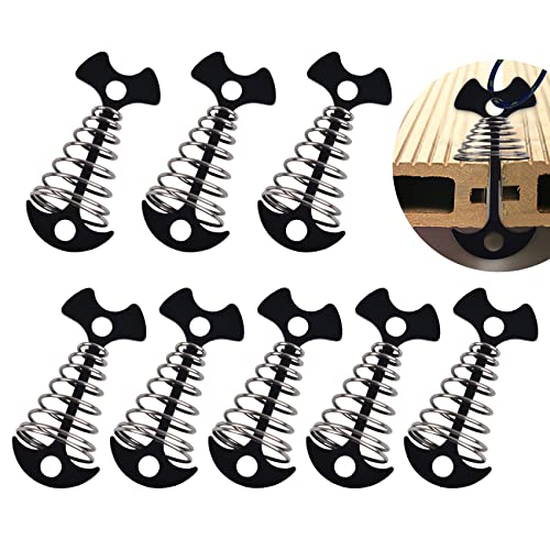 Zelt Stakes Pegs,8 Stücke Fishbone Deck Tent Stakes,Zelt Pegs Aluminiumlegierung Fischgräte Deck Anker,Zeltheringe mit Federschnalle,Board Seilspanner Anchor für Camping Outdoor Wandern (Schwarz) von DIYJEP