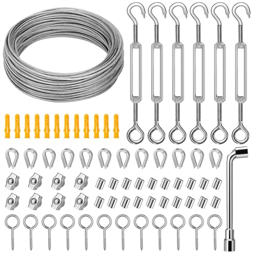 DIYLAND Drahtseil Rankhilfe Set 35M/2mm Drahtseil Edelstahl Set für Kletterpflanzen, Seilspanngarnitur für Lampenaufhängung,Gardinen seil,einschließlich Seilspanner Edelstahl Drahtseilklemme von DIYLAND