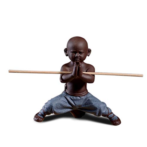 DIYOMR Chinesische Kung Fu Shaolin Mönch Figuren Basteln Ornamente Statuen, Keramik Kung Fu Kampfsport Skulptur für Heimdekoration Display Desktop (blau) von DIYOMR