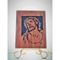 Vintage Kopf Von Christus Holz Laser Geschnitten 8 X 10 Wandkunst, Religiöse Wand-Dekor von DIYVintageTreasures