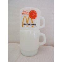 Vintage Mcdonald's ""Guten Morgen"" Kaffeetasse Fire King Milchglastasse Und Ein Weiteres Cup Milchglas, Stapeln, D-Griff von DIYVintageTreasures