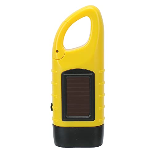 DIYWORK Handkurbel Wiederaufladbare Taschenlampe, Solar LED Taschenlampe, Dynamo Taschenlampe, Notlicht im Freien, Tragbar Camping Lampen, mit Karabinerhaken zum Aufhänge (Gelb) von DIYWORK