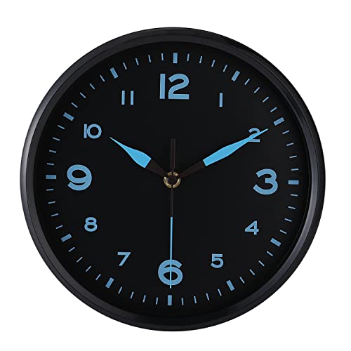 DIYZON Schwarze Wanduhr Silent 25,5cm Hochwertige Quarzuhr - Batteriebetrieben - Leicht Ablesbar - Modernes Design und Stilvoller Stil - Ideal für Heim/Schul/Dekorationsuhren von DIYZON