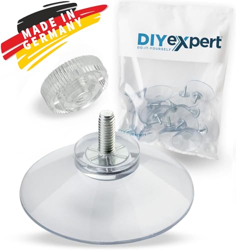 DIYexpert® 50 x Saugnapf Ø 40 mm mit Gewinde M4x10mm inkl. Rändelmuttern transparent - Made in Germany von DIYexpert