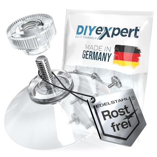 DIYexpert Saugnapf mit Gewinde aus Edelstahl | Made in Germany | [Ø 40 mm] [50 Stück] | Hochwertige Saugnäpfe für Camping und Auto | Ideal als Saugnapf Haken und Saugheber von DIYexpert