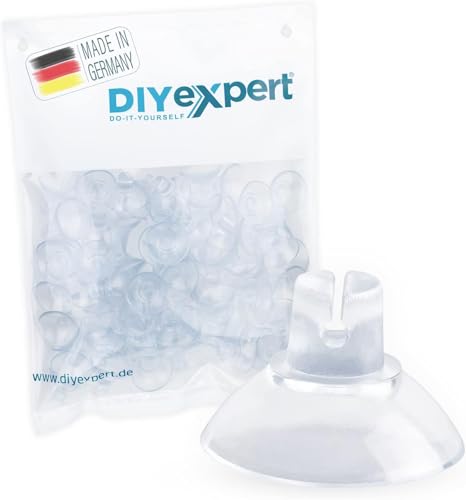 DIYexpert 100 x Saugnapf für Lichterkette, Made in Germany, Saugnäpfe mit Kabel-Schlitz, Ideal als Befestigung für Deko, Saughaken für Fenster, Ø 20 mm von DIYexpert