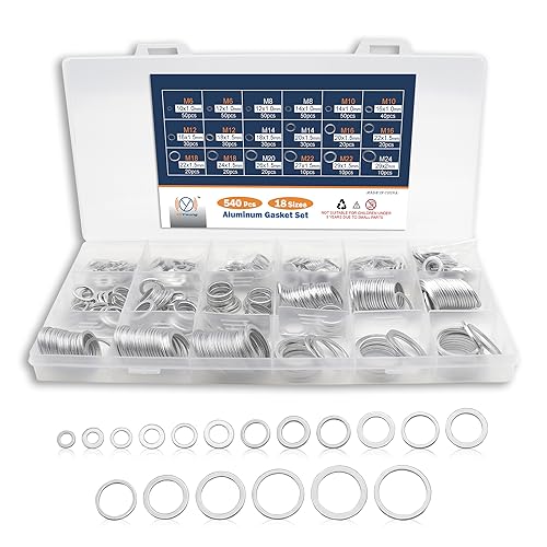 DIYoung 540 Stück Aluminium Dichtungsring Sortiment, Metrische Dichtungen, Ölablassdichtungen Set, 18 Größen für Reparatur Hydraulik Autos Sanitär Werkstatt (M6 M8 M10 M12 M14 M16 M18 M20 M22 M24) DIYoung 540 Stück Aluminium Dichtungsring Sortiment, Metrische Dichtungen, Ölablassdichtungen Set, 18 Größen für Reparatur Hydraulik Autos Sanitär Werkstatt (M6 M8 M10 M12 M14 M16 M18 M20 M22 M24) von DIYoung