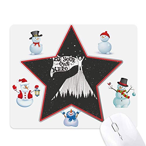 Be Your Own Black White Quote Christmas Snowman Family Star Mouse Pad von DIYthinker