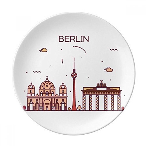 Berlin Germany flach Landmark Muster Dekorative Porzellan Dessertteller 25,4 cm Abendessen Home Geschenk von DIYthinker