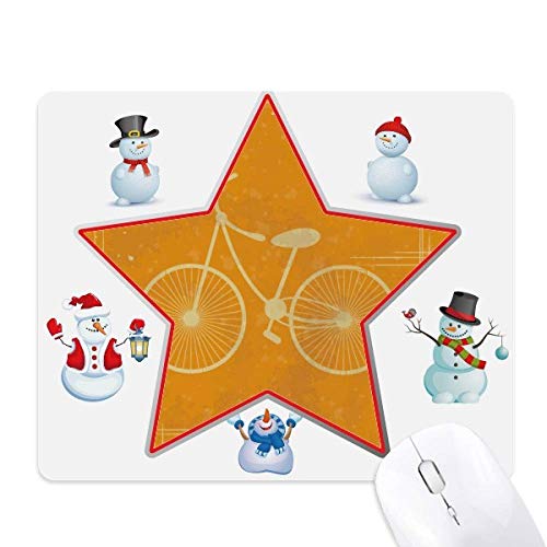 Bicycle Sport Illustration Yellow Pattern Christmas Snowman Family Star Mouse Pad von DIYthinker